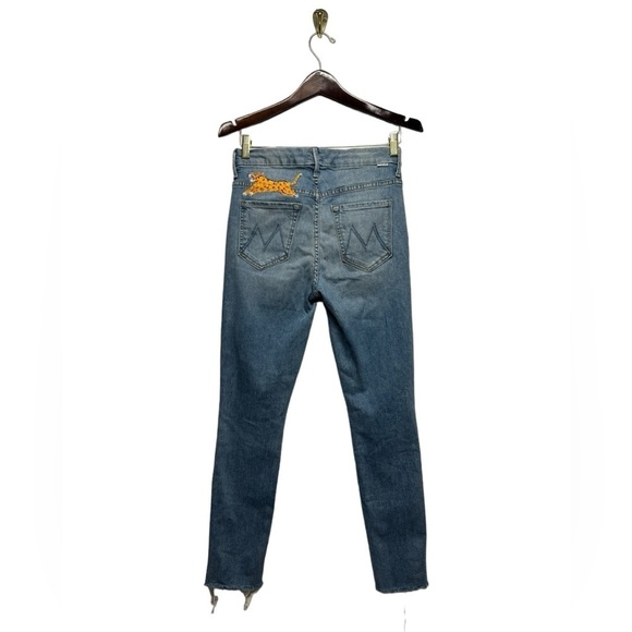 MOTHER High Waisted Looker Ankle Fray Jeans Leopard 28 - Picture 10 of 14